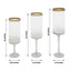 Set of 3 Glass Hurricane Candle Holders Long Stem Clear with Gold Rim - Decorative Pedestal Floral Centerpieces 16", 18", 20"