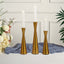 Set of 3 Hourglass Taper Candle Holders Gold Metal Nordic European Design - Tabletop Decor 8", 9", 11"