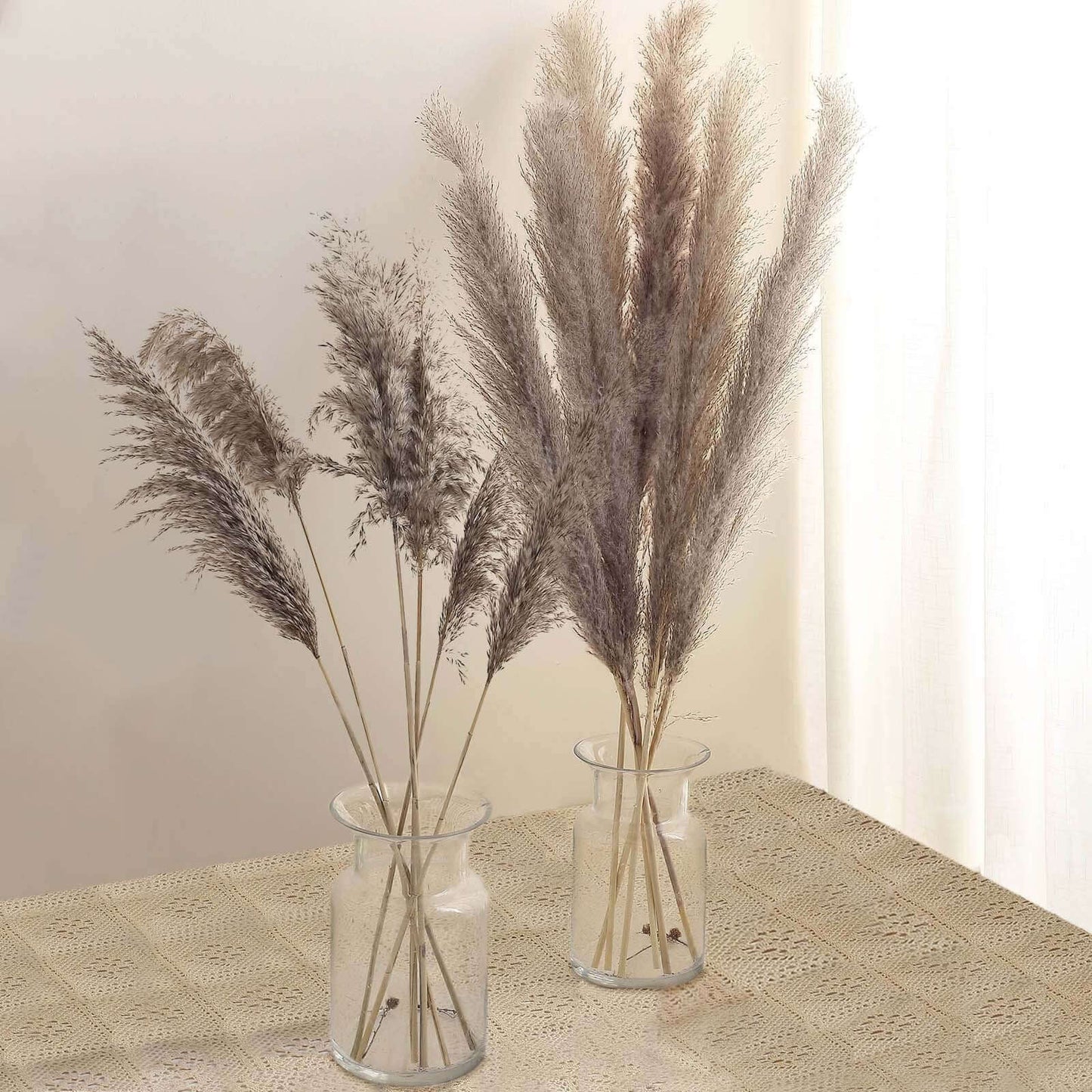 6 Stems Natural Dried Pampas Grass Decor Natural Tint - Versatile Plant Sprays for Boho Chic Vase Displays Backdrops & Event Styling 32"