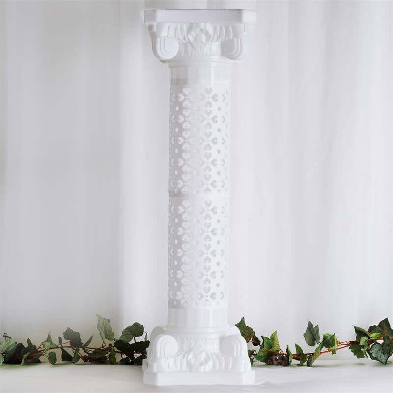 4 Pack 42" White Height Adjustable Artistic Venetian Roman Wedding Inspired Pedestal Column Plant Stand - PVC