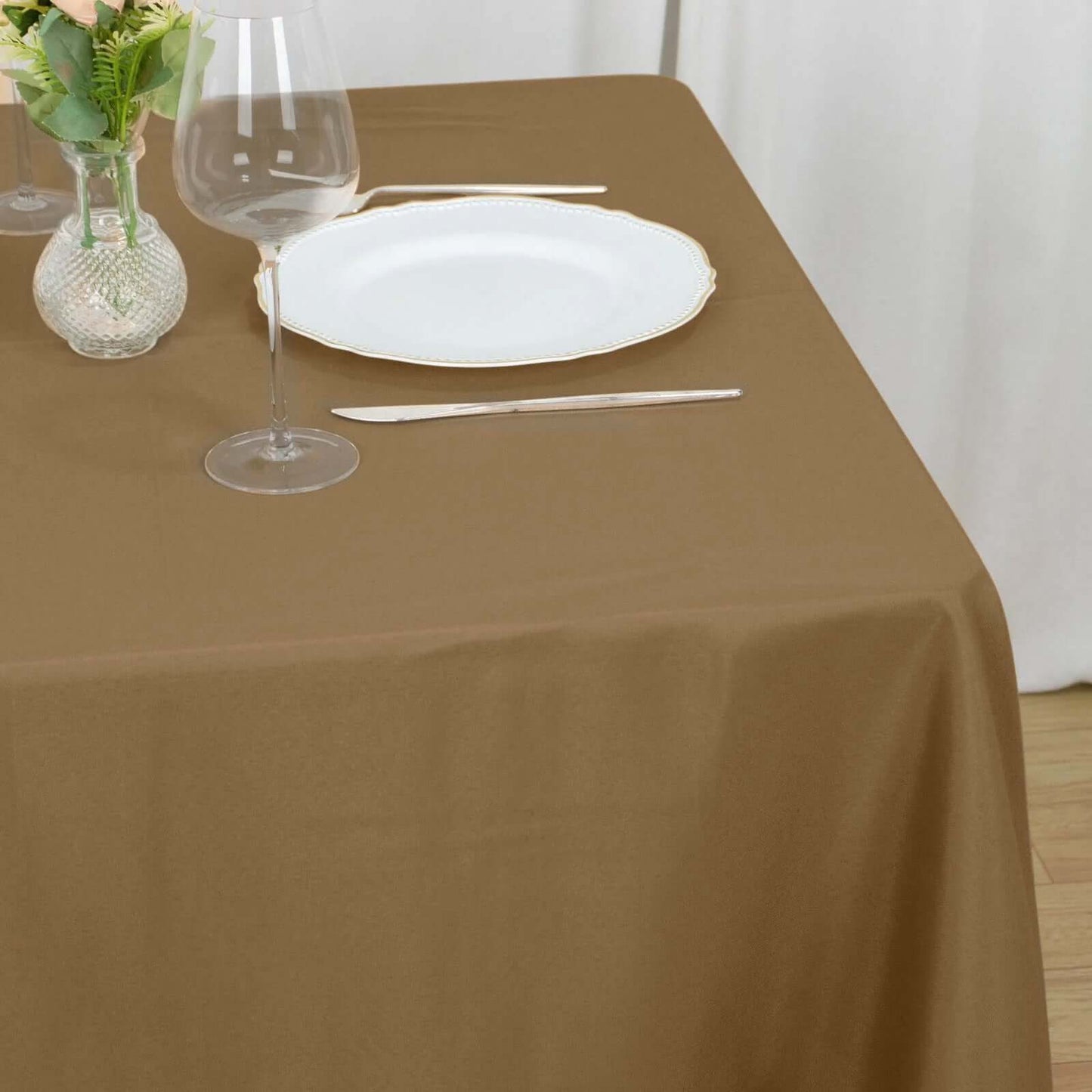 Polyester Square 70"x70" Tablecloth Taupe - Wrinkle-Resistant & Durable Table Cover