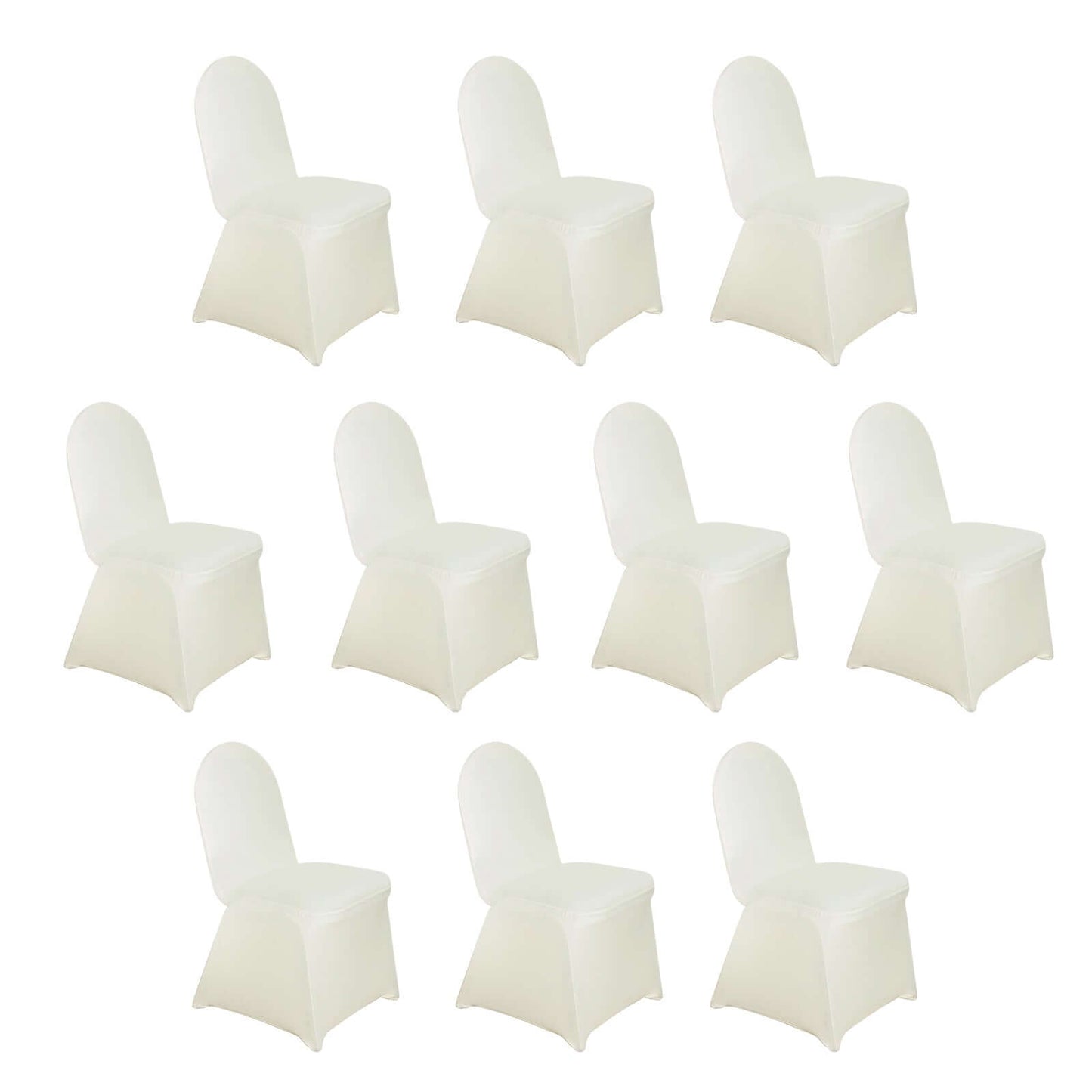 10 Pack Spandex Chair Covers for Banquet Chairs Ivory - Durable Reusable Stretch Slip-On Covers