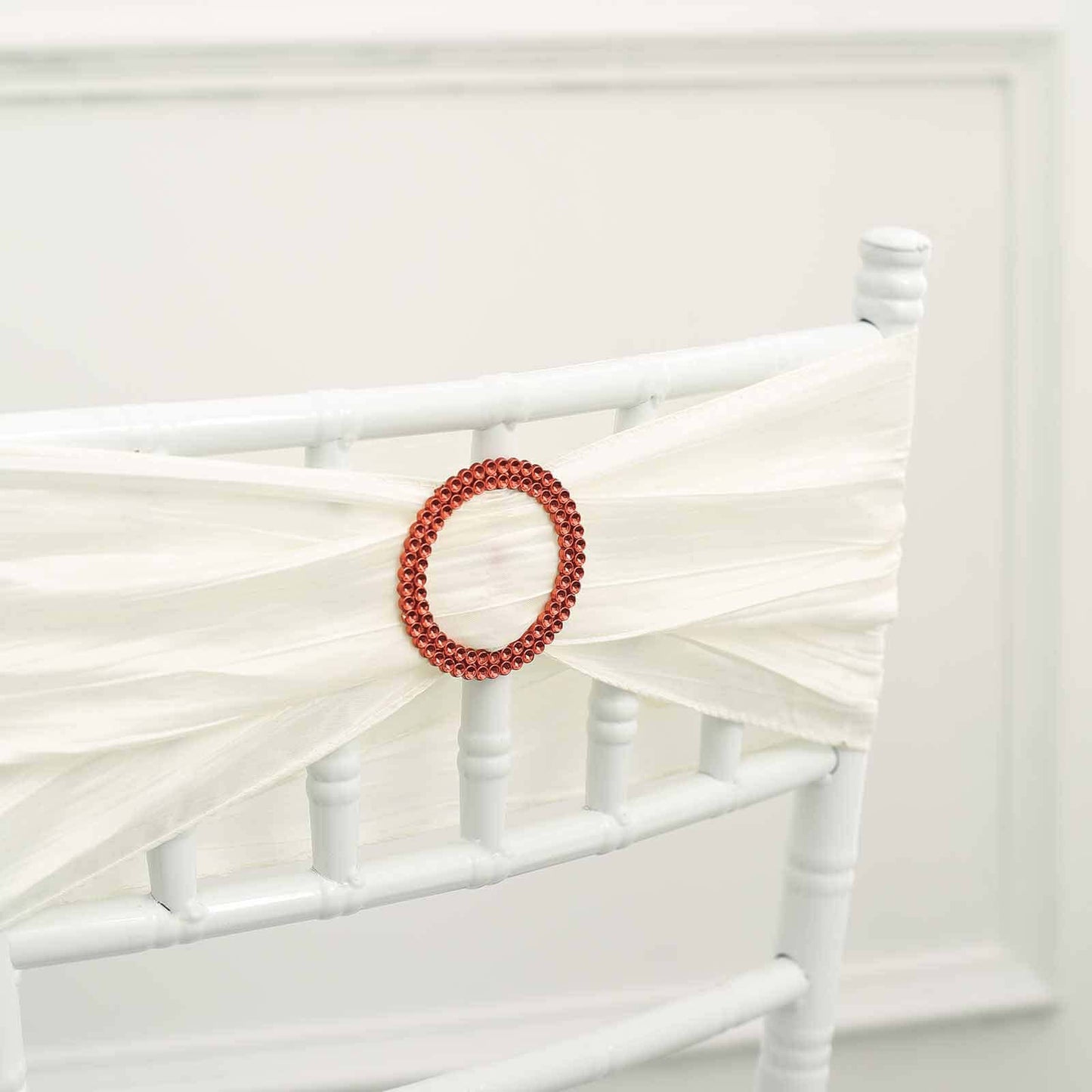 20 Pack Diamond Round Chair Sash Band Buckle Pins Terracotta (Rust) - Timeless Rhinestone Napkin Rings 2.5"