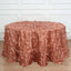Taffeta 132" Round Tablecloth Terracotta (Rust) | 3D Leaf Petal Design Seamless Table Cover