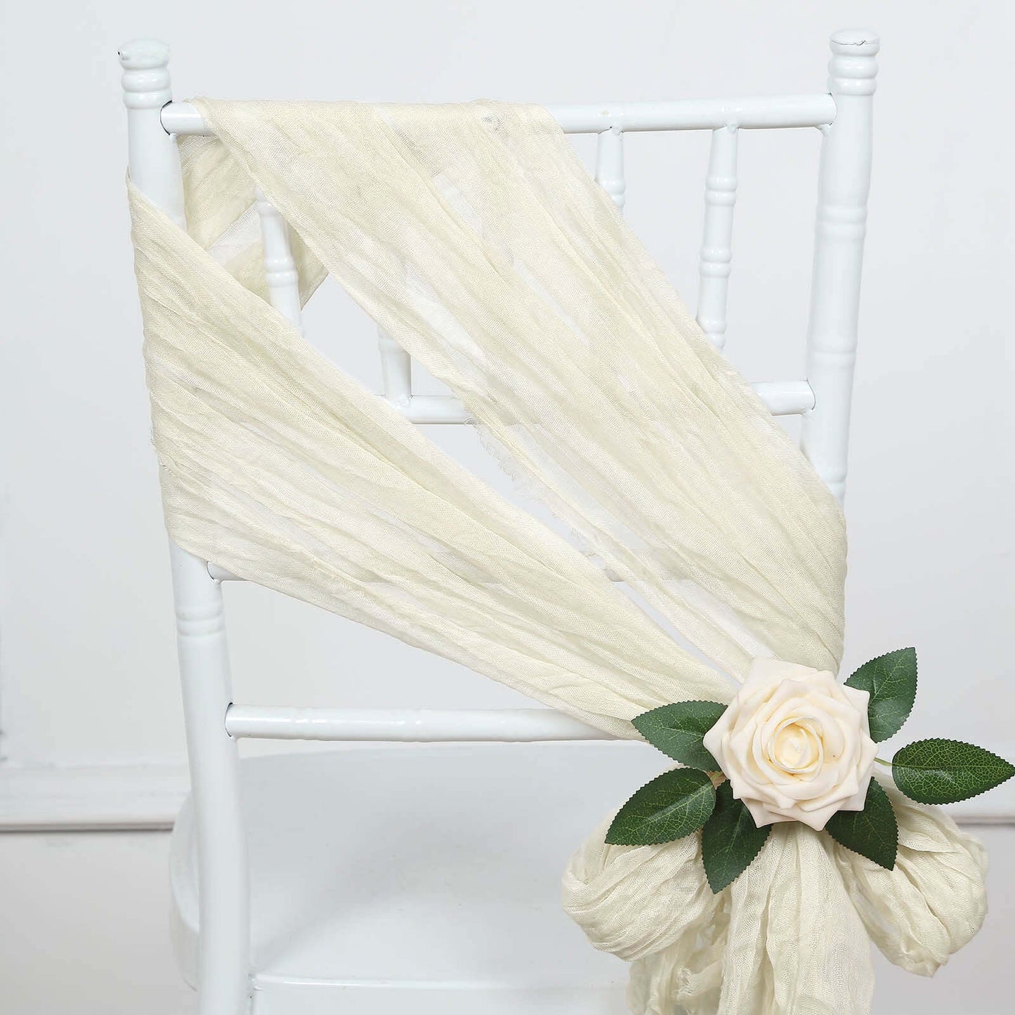 5 Pack Cheesecloth Gauze 16"x88" Chair Sashes Cream - Boho Chair Decorations