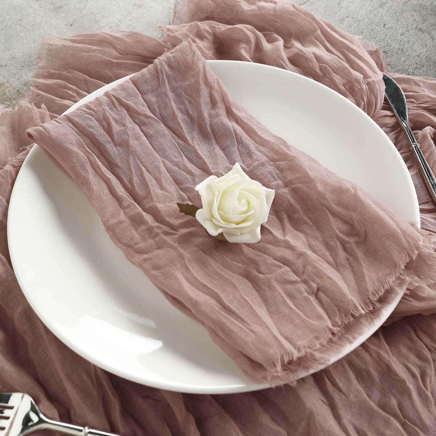 5 Pack Gauze Cheesecloth 24"x19" Napkins Dusty Rose Reusable Dinner Napkins