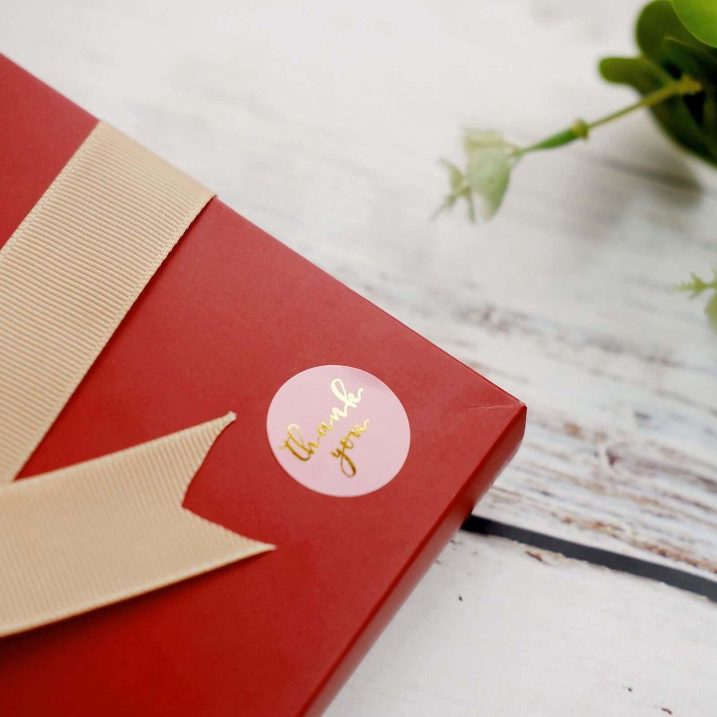 500Pcs 1" Thank You Gold Foil Text On Pink Stickers Roll DÃ©cor, Labels and Seals For DIY Envelope - Round