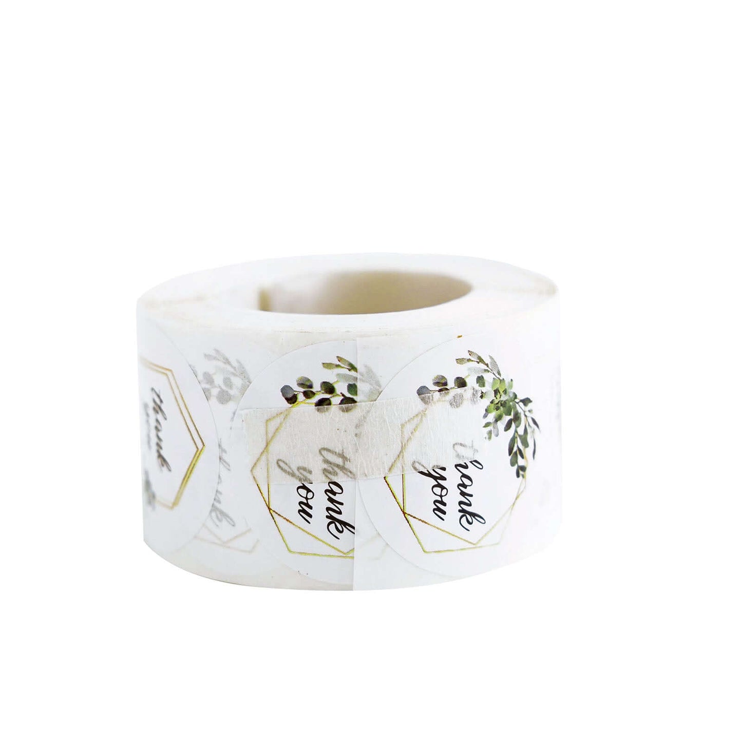 500Pcs 1.5" Thank You Gold and Green Leaf Frame Stickers Roll DÃ©cor, Labels and Seals For DIY Envelope - Round