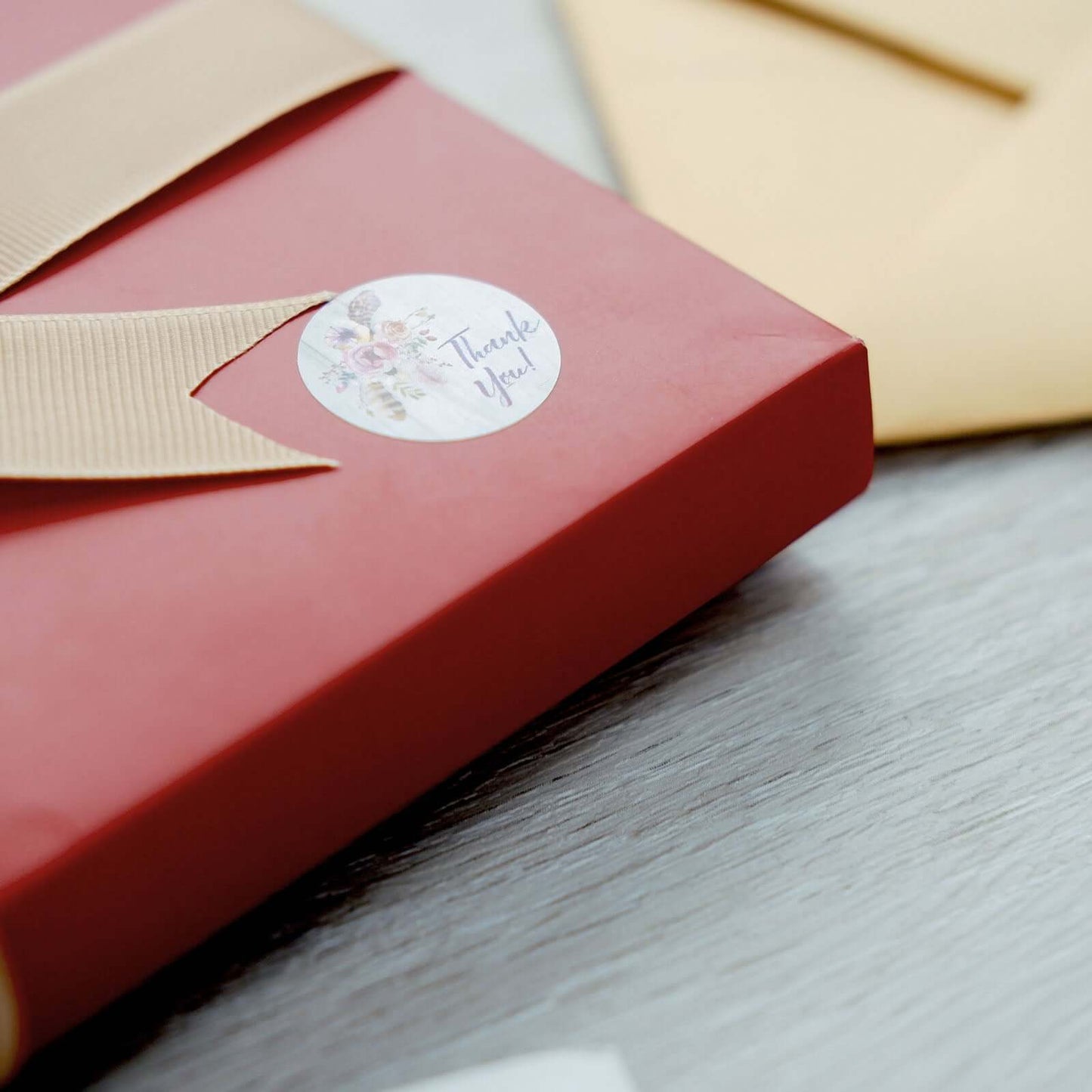 500Pcs 1" Thank You Rustic Floral Boho Chic Stickers Roll, Labels For DIY Envelope Seal - Round