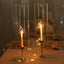 2-Pack Clear Glass Candelabra Shades Open End Hurricane Design - Stylish Table Centerpiece 24"