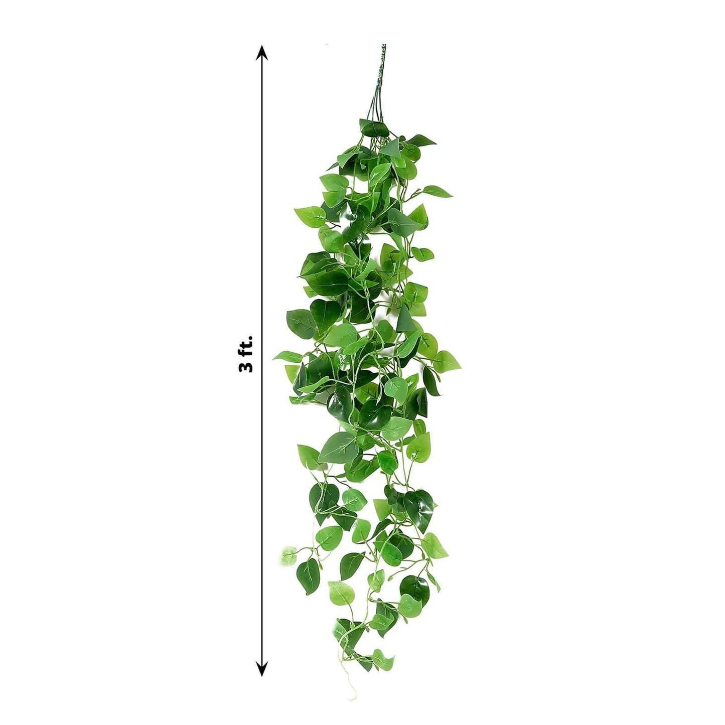 3 Pack Green Pothos Artificial Ivy Vine Hanging Plants, Fake Foliage Silk Leaves Garland - 3ft