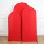 Set of 3 Matte Red Spandex Fitted Chiara Backdrop Stand Cover For Round Top Wedding Arch - 5ft, 6ft, 7ft