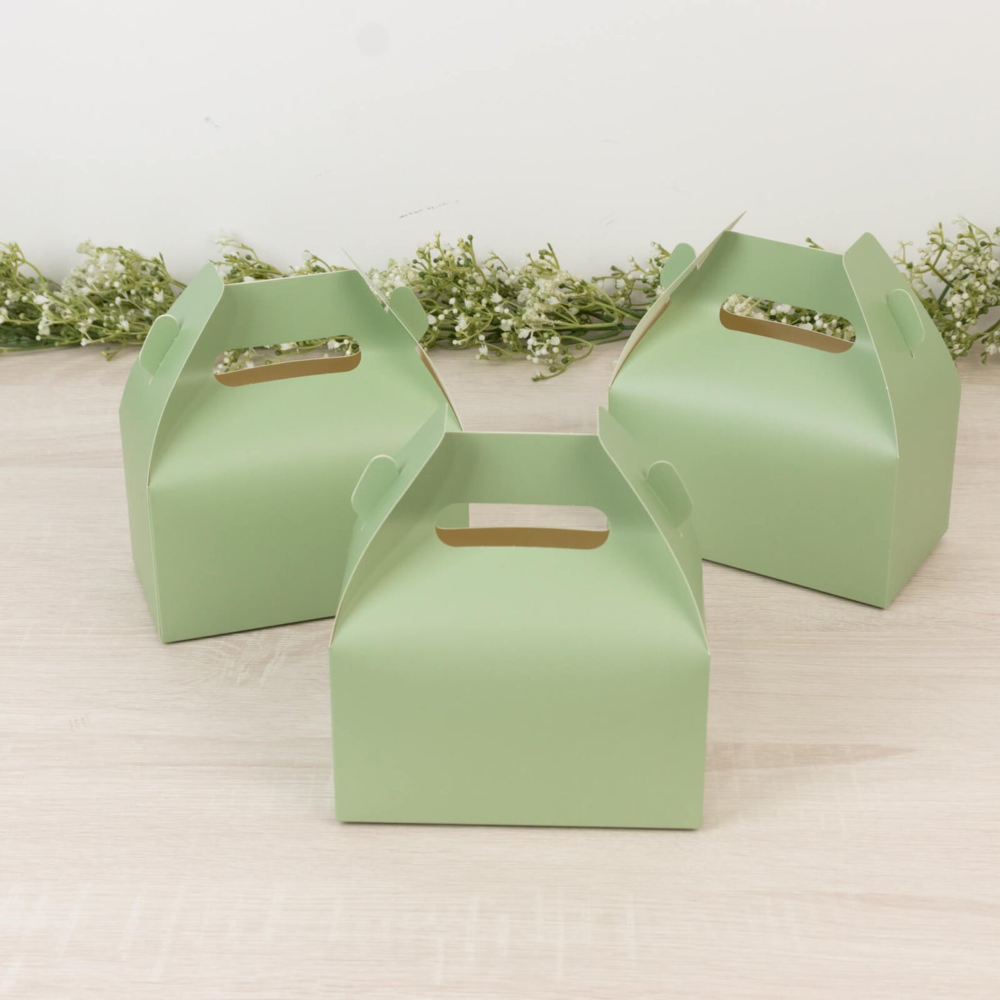 25 Pack Candy Gift Tote Gable Boxes, Matte Sage Green Party Favor Treat Boxes - 6"x3.5"x7"