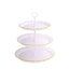 3-Tier Plastic Round Cupcake Stand 15" White with Lace Gold Rim Scalloped Edges