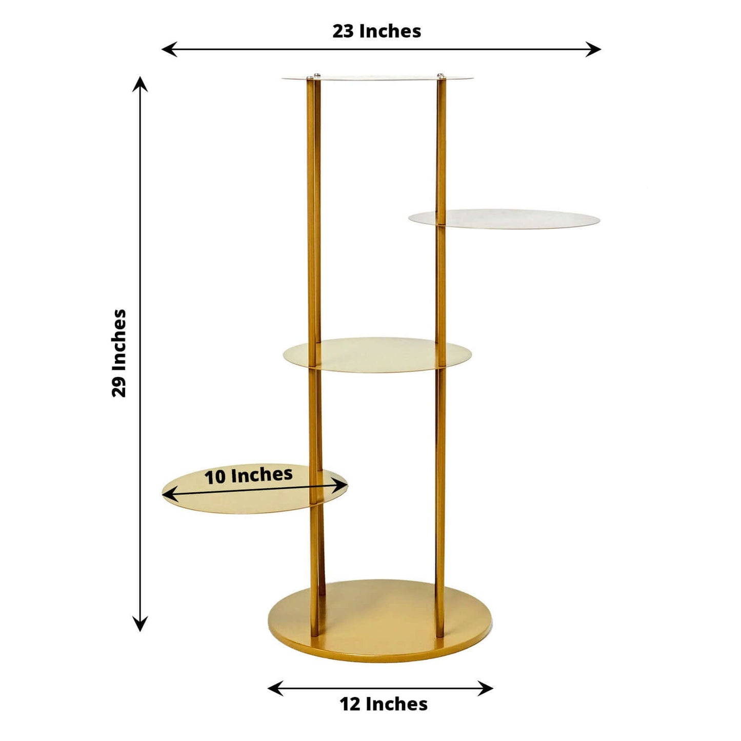 5-Tier Metal Round Cake Stand Centerpiece Gold - Luxurious Pillar Style Cupcake Dessert Display Tower Planter Shelf for Weddings Banquets & Celebrations 2.5ft