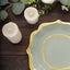 25-Pack Paper Dessert Plates in Sage Green with Gold Scallop Rim - Disposable 300GSM Appetizer Salad Plates 8"