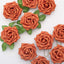 24 Roses 5" Terracotta (Rust) Artificial Foam Flowers With Stem Wire and Leaves