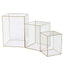Set of 3 Candle Holders Acrylic Flower Display Boxes with Gold Rims Clear - Decorative Pillar Centerpieces 6", 8", 10"