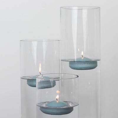 12 Pack 3" Dusty Blue Floating Candles, Unscented Dripless Wax Discs for Centerpieces