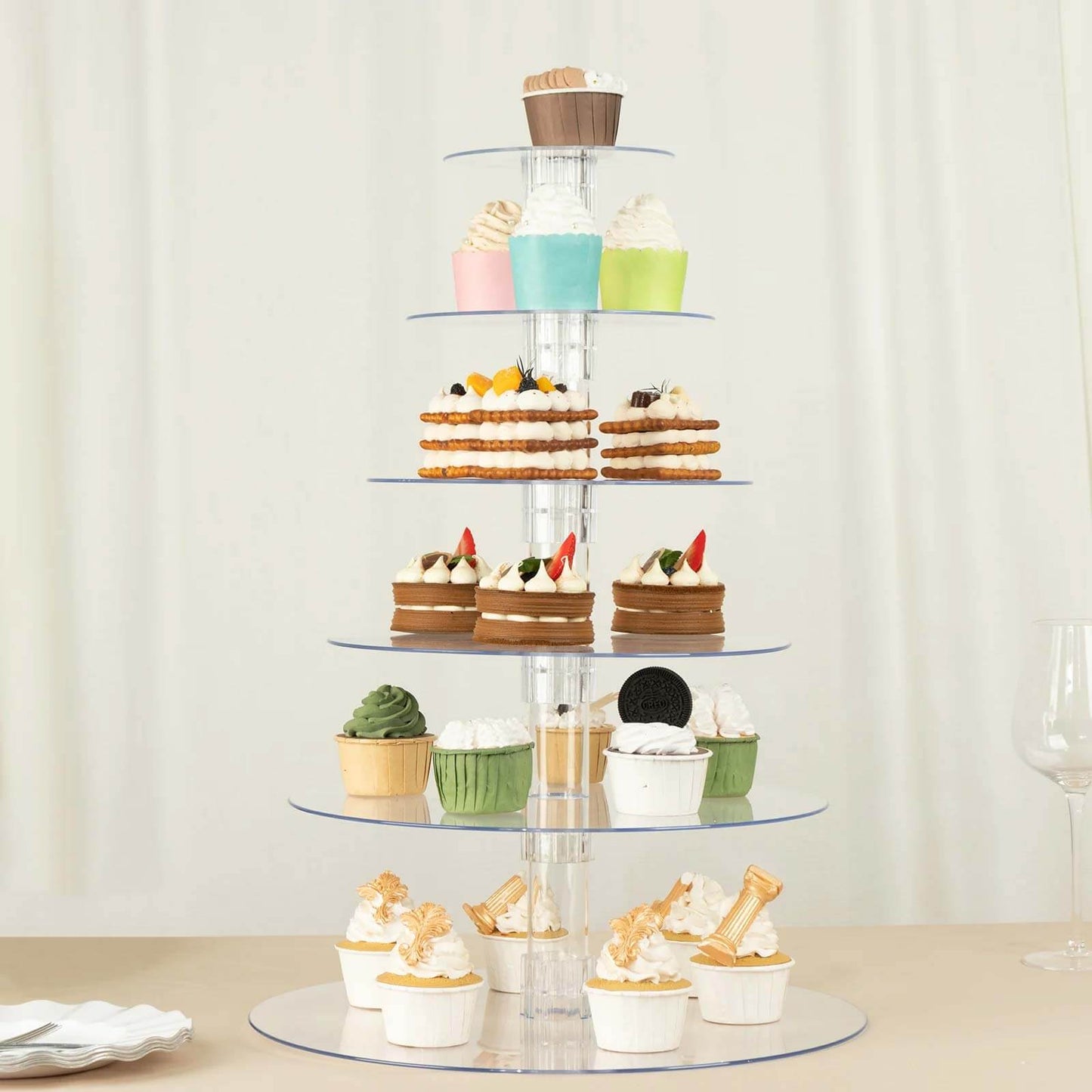 6-Tier Acrylic Round Cupcake Stand Clear for Special Events & Catering Displays 22"