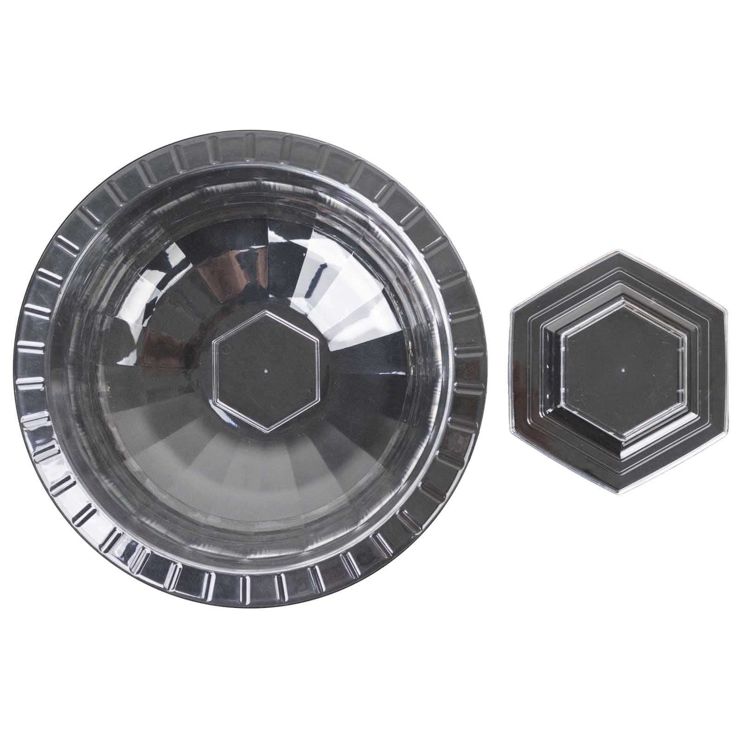 3-Pack Plastic Footed Compote Bowl Flower Vases Roman Style Clear - Round Decorative Pedestal Table Centerpieces 10"