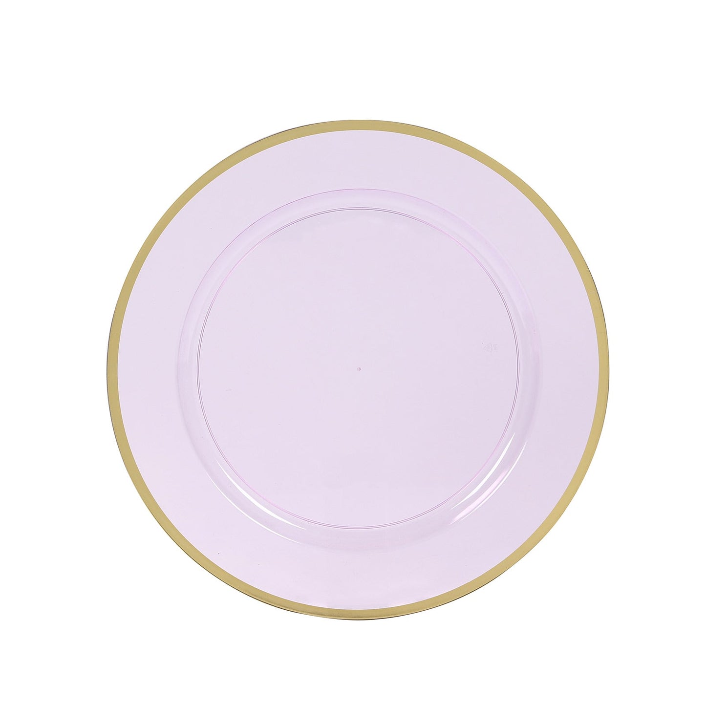 10 Pack Purple Economy Plastic Charger Plates With Gold Rim, 12" Round Transparent Dinner Chargers Event Tabletop Decor