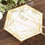 25-Pack Paper 7" Hexagon Dessert Plates in White with Gold Geometric Lines & Rim - Stylish Disposable Geometric 300GSM Appetizer Salad Plates for Events & Banquets