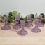 6-Pack Glass Taper Candlestick Holders Diamond Pattern Design Lavender Lilac - Reversible Crystal Pillar Votive Stands 4"