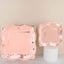 25-Pack Paper 7" Square Dessert Plates in Rose Gold with Vintage Pottery Embossed Design - Shiny Metallic Disposable Appetizer Plates