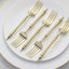 24-Pack Plastic Dessert Forks with Roman Column Handle Gold - European Style Disposable Utensils 6"