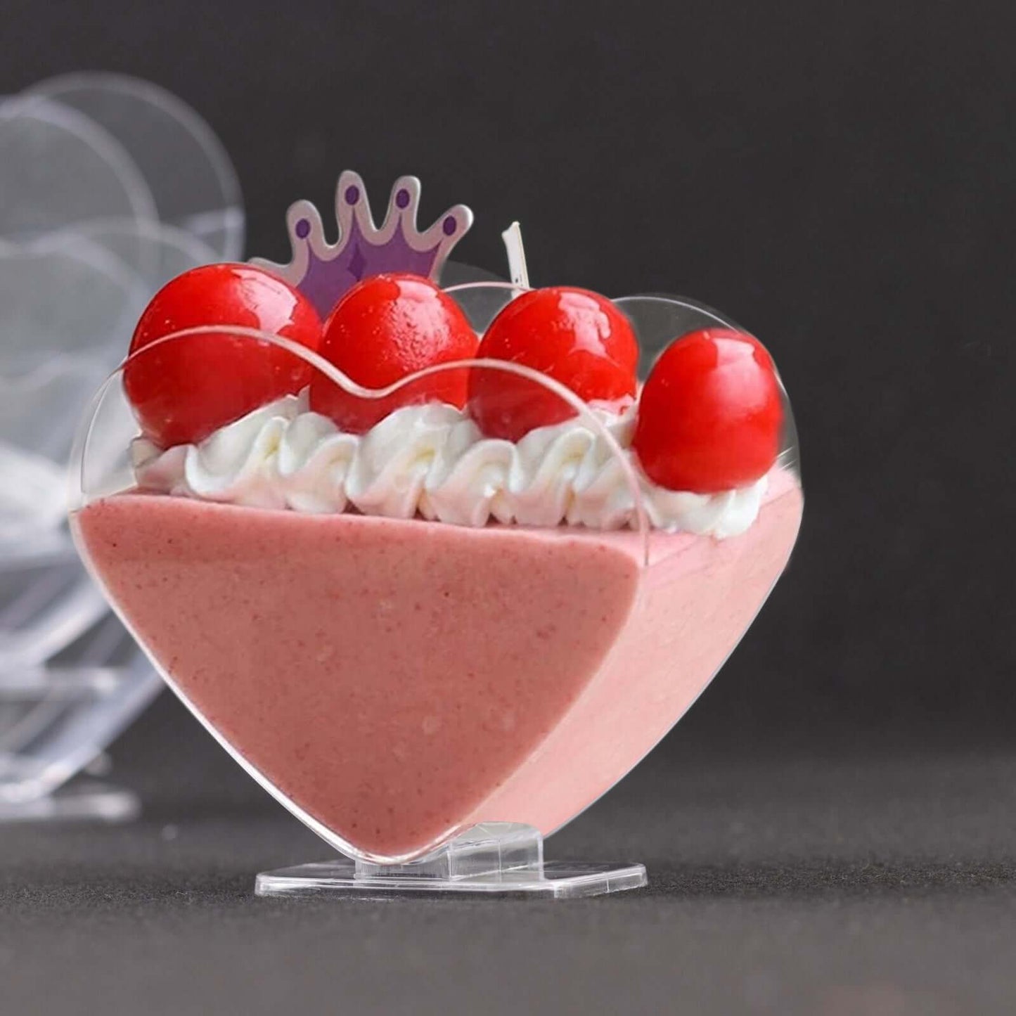 24-Pack Plastic Dessert Parfait Cups Heart-Shaped Clear with Spoons - Reusable and Disposable 2oz