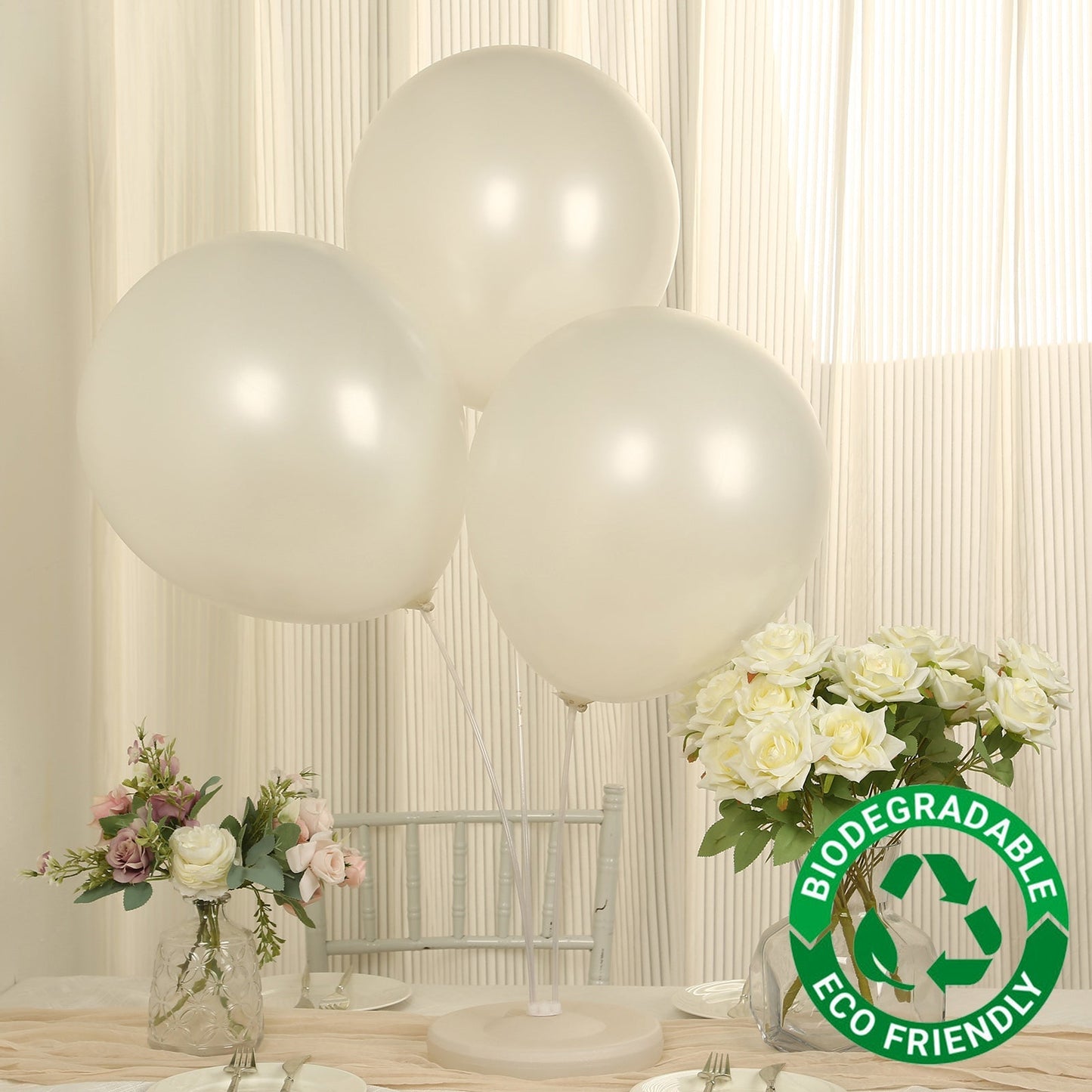 10 Pack White Biodegradable Balloons, 18" Thickened Extra Strong Eco-friendly Latex Helium Party Balloons