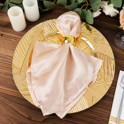 6-Pack Acrylic Round Charger Plates 13" in Metallic Gold with Embossed Tropical Leaves, Decorative Dinner Charger Tableware