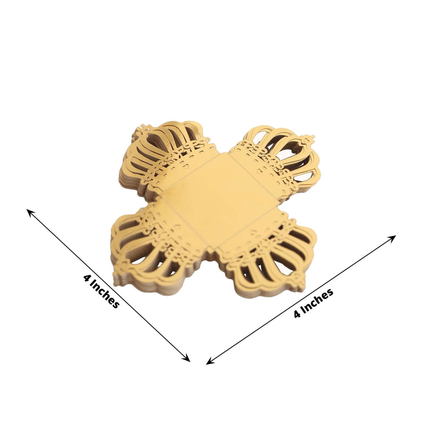 50-Pack Mini Paper Truffle Cup Liners Crown Square Design Metallic Gold - 225GSM Cupcake Tray Wrappers 4"