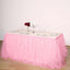 Tulle 21ft Table Skirt Pink/Rose Quartz - 4 Layer Pleated Tutu Table Cover - Linen Luxes