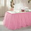 Tulle 21ft Table Skirt Pink/Rose Quartz - 4 Layer Pleated Tutu Table Cover - Linen Luxes