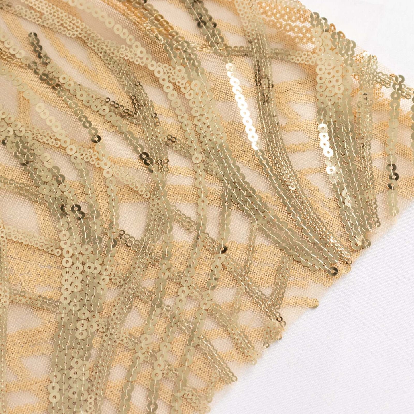 5 Pack Chair Sash Bands with Wave Embroidered Sequins Champagne