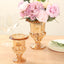 2-Pack Glass Mini Pedestal Flower Vases in Classic Roman Urn Style Amber Gold - Sophisticated Wedding Table Centerpieces 8"
