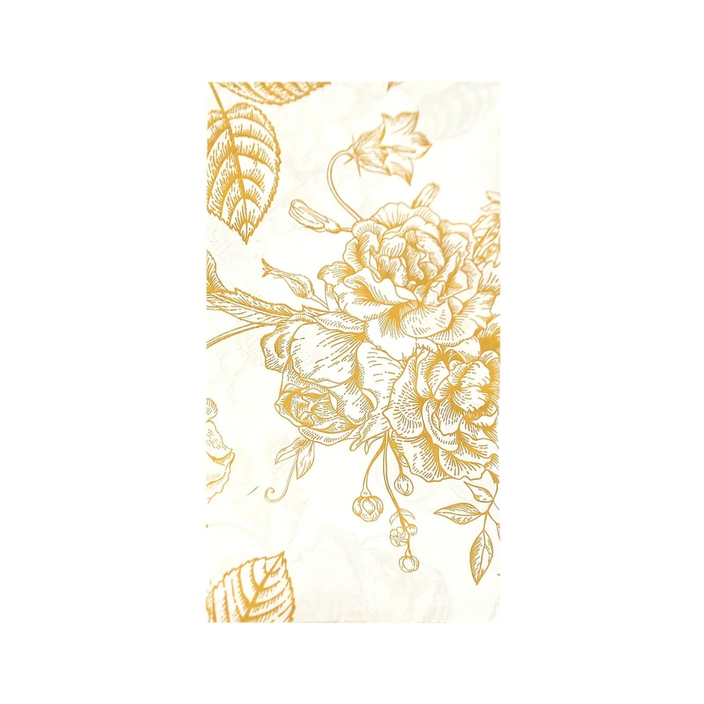 50-Pack Paper Dinner Napkins White with Gold French Toile Floral Pattern 2-Ply - Stylish Disposable Napkins for Events