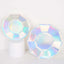 25-Pack Paper 9" Decagon Dinner Plates in Iridescent - Disposable Geometric Party Plates for Disco & Space Themed Events