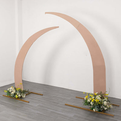 Set of 2 Nude Spandex Half Crescent Moon Backdrop Stand Covers, Custom Fitted Wedding Arch Cover for Curved Arbor Flower Balloon Frame