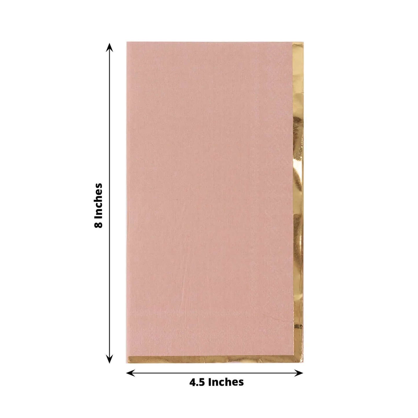 50-Pack Paper Dinner Napkins Dusty Rose with Gold Foil Edge 2 Ply - Stylish Disposable Napkins