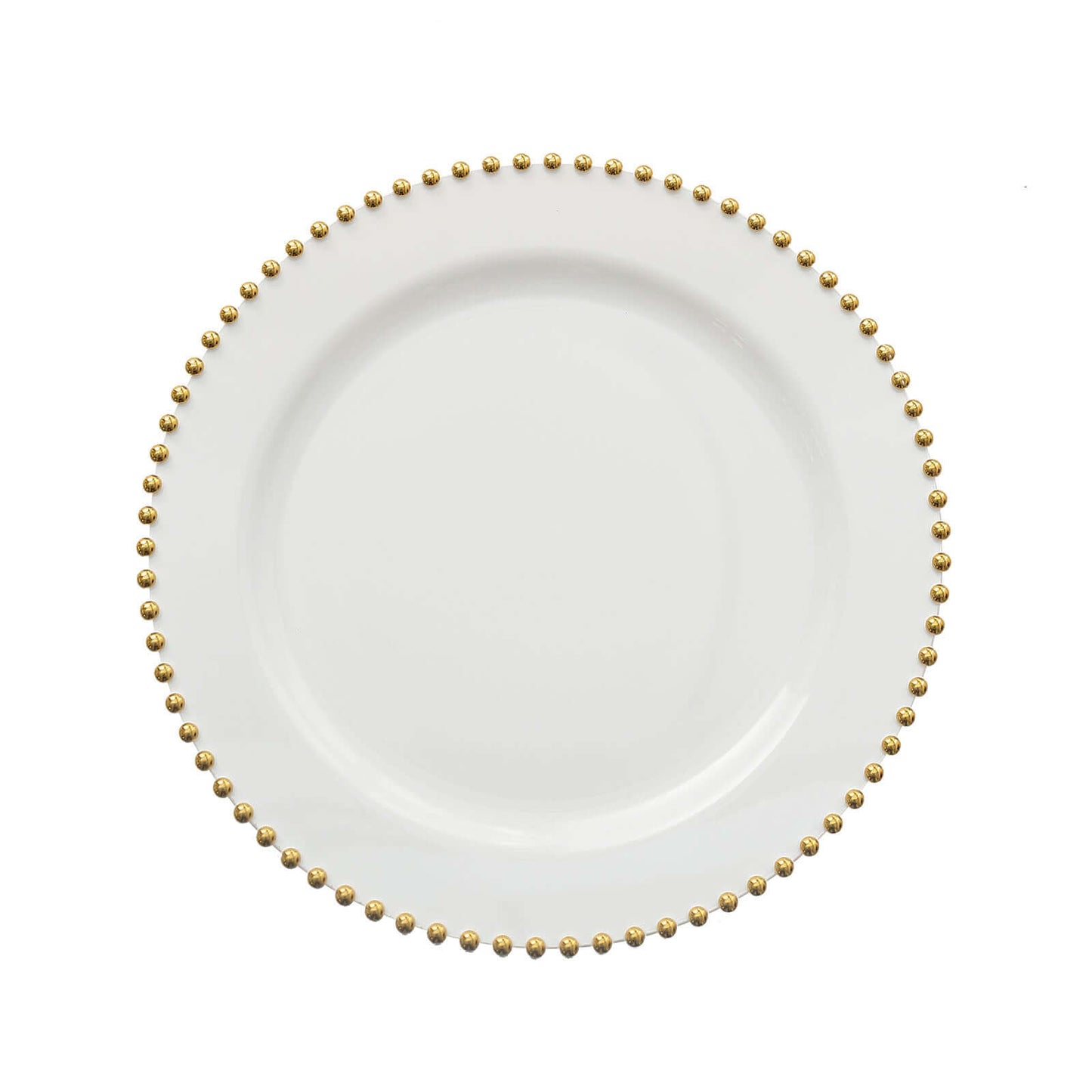 10-Pack Plastic 10" Round Dinner Plates in White with Gold Beaded Rim - Disposable Party Plates for Banquets & Festive Occasions
