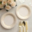 25-Pack Paper 7" Round Dessert Plates in White with Gold Basketweave Rim