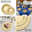 10-Pack Plastic Dinner Plates Gold Basketweave Rim - Durable Disposable Dinner Plates 10"