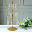 3-Tier Champagne Glass Holder Tower Gold - Modern Metal Flute Display Rack Cocktail Tree Stand for Professional & Home Use 33"