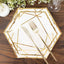 25-Pack Paper 7" Hexagon Dessert Plates in White with Gold Geometric Lines & Rim - Stylish Disposable Geometric 300GSM Appetizer Salad Plates for Events & Banquets