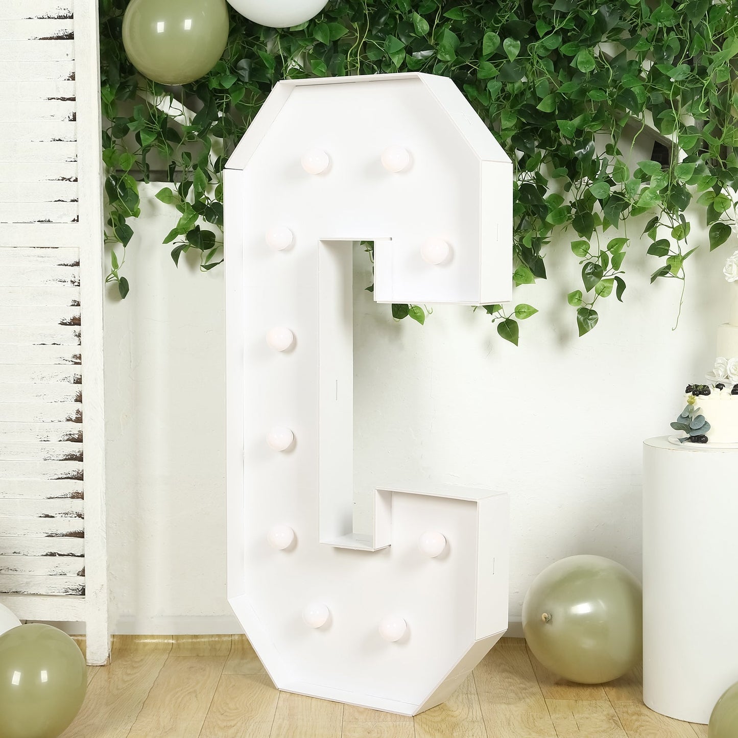 Giant LED Marquee Light Up Letter "C", White 4ft Pre-Cut Foam Board with 10 Warm White Battery Operated LEDs, Glue Gun and Sticks