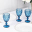 6-Pack Wine Glasses Ocean Blue Embossed Crystal Cut Design Stemmed - Colored Goblets for Parties & Events 12oz 7"