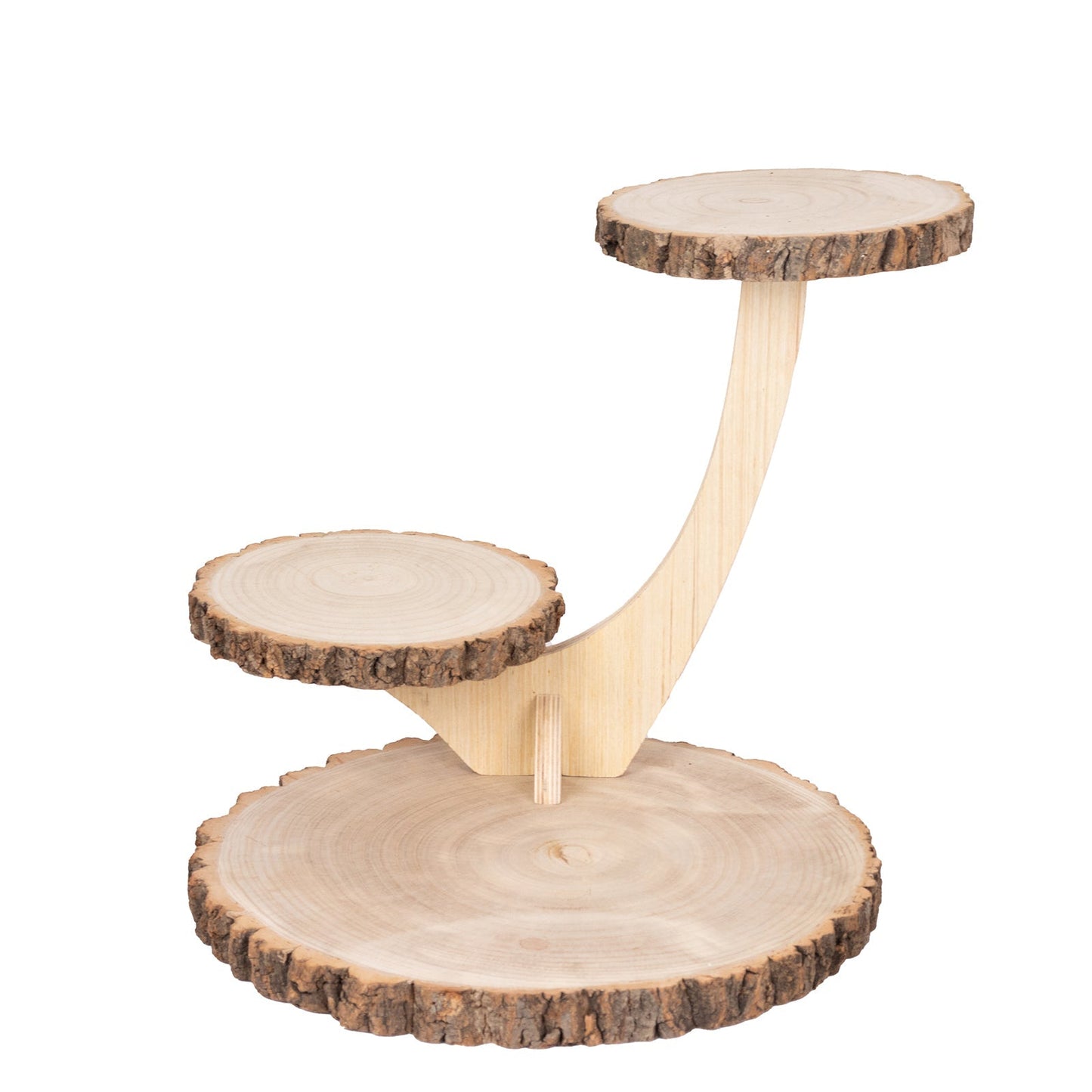 3-Tier Wooden Cupcake Stand Rustic Natural Wood Slice with Tree Branch Style - Farmhouse Dessert Display Cake Holder 17"